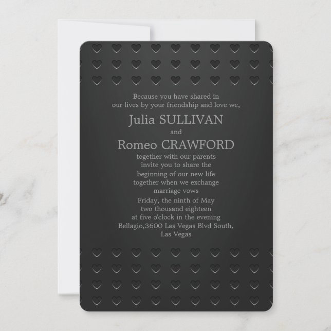 5" x 7"  Black Elegant Modern Simple Plain Invitation (Front)