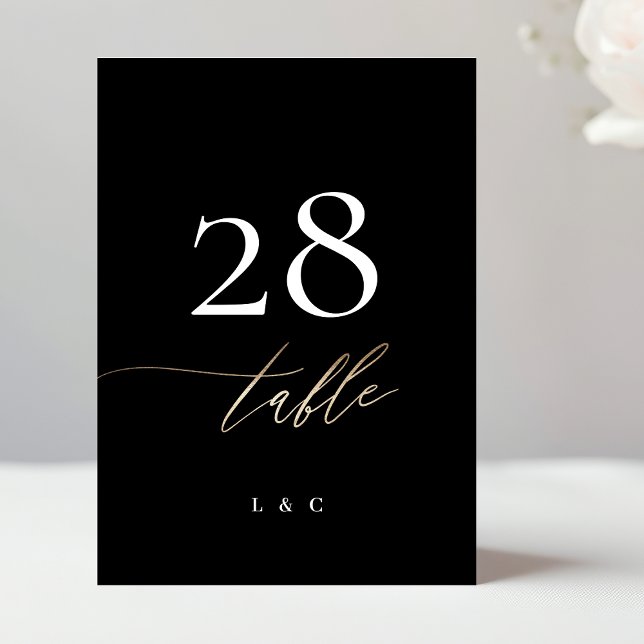 5 x 7 Black Gold Calligraphy Wedding Table Number (Creator Uploaded)