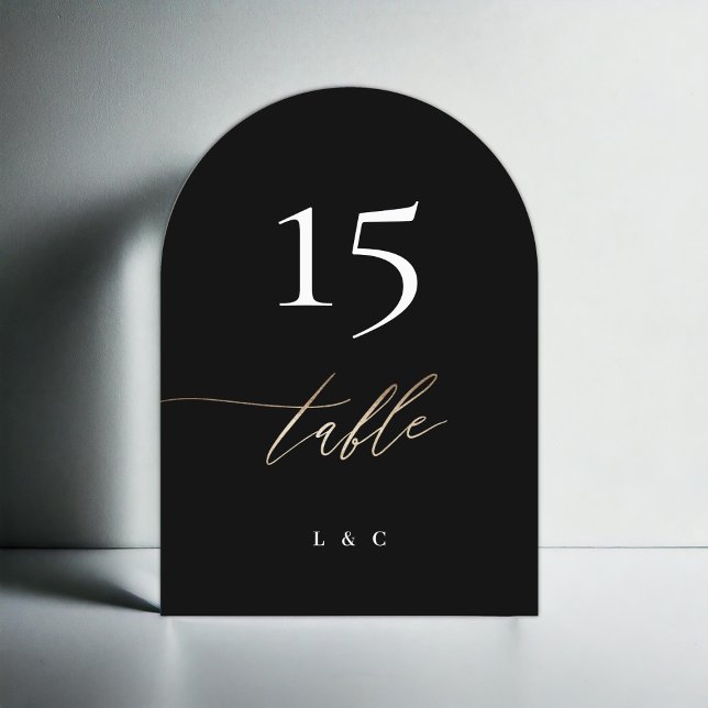 5 x 7 Black Gold Calligraphy Wedding Table Number (Creator Uploaded)