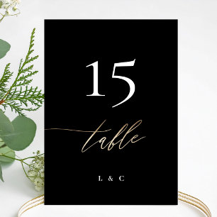 5 x 7 Black Gold Calligraphy Wedding Table Number