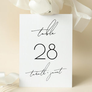 5 x 7 Black White Script Wedding Table Number