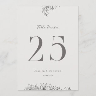 5 x 7 Botanical Wedding Table Number