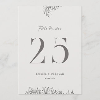 5 x 7 Botanical Wedding Table Number
