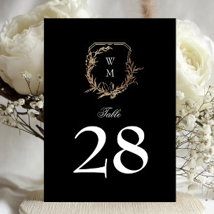 5 x 7 classic black white gold crest table number