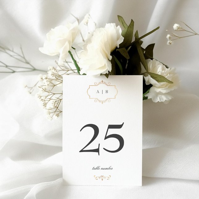 5 x 7 classic gold monogram wedding table number (Creator Uploaded)