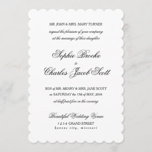 5" x 7" Classic Script Scallop Wedding Invitation