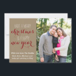 5 x 7 Crafty Christmas Holiday Photo Card<br><div class="desc">A craft paper background gives this card a rustic feel. Personalise it with your own photo.</div>