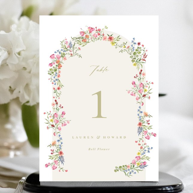 5 X 7 dainty floral arch Wedding Table Number (Creator Uploaded)