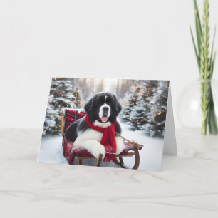 5" x 7" Folded Holiday Card Landseer Newfoundland
