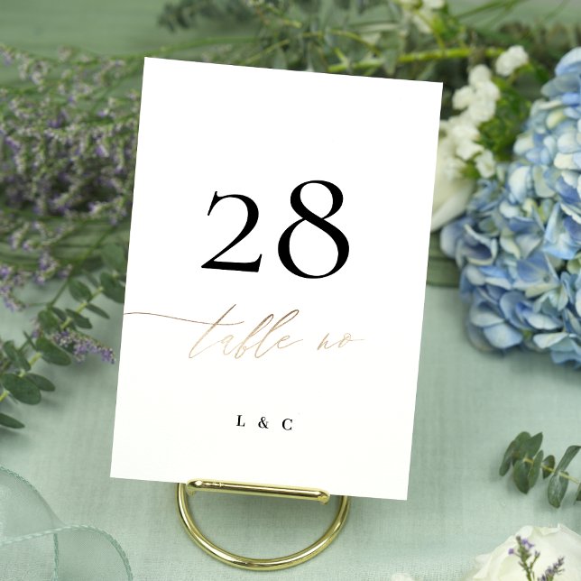 5 x 7 Gold Calligraphy Modern Wedding Table Number (Creator Uploaded)