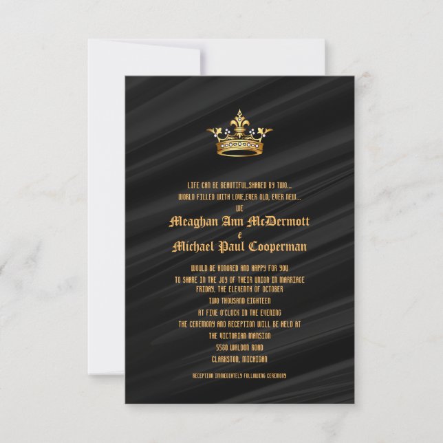 5" x 7" Golden Royal Queen Crown Invitation (Front)