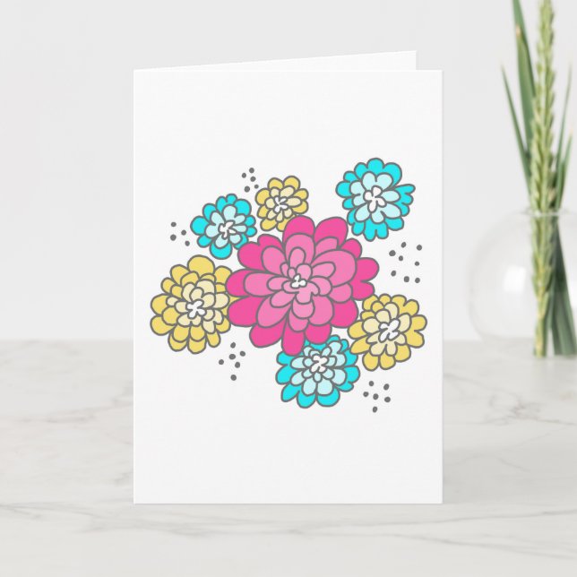 5 x 7 Greeting Card...Doodle Blossoms Card (Front)