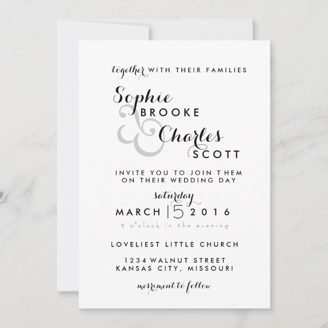 5" x 7" Modern Charm Wedding Invitation Template (Front)