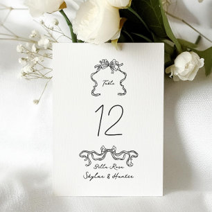 5 X 7 Modern Ribbon Doodle Wedding Table Number