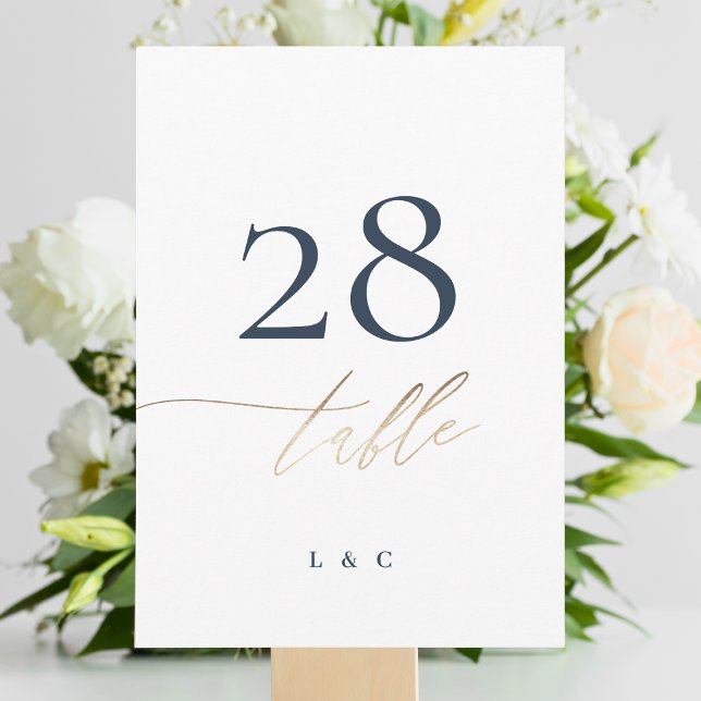 5 x 7 Navy Blue Elegant Gold Wedding Table Numbers (Creator Uploaded)