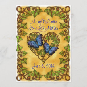 5" x 7" Purple Butterfly and Ivy Heart Invitation
