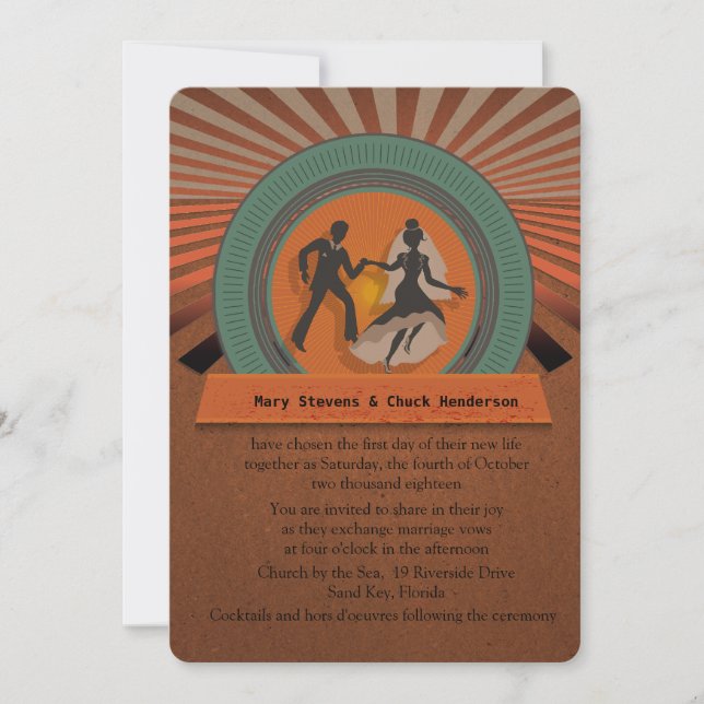 5" x 7" Retro Style Vintage Wedding Invitation (Front)