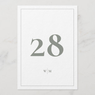 5 x 7 Sage Gray Frame White Wedding Table Numbers
