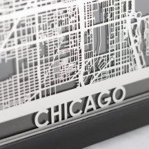 5" X 7" Stainless Steel Cut Chicago City Map