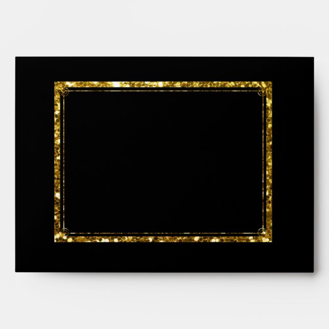 5 x 7 Vintage Black & Gold Envelope (Front)