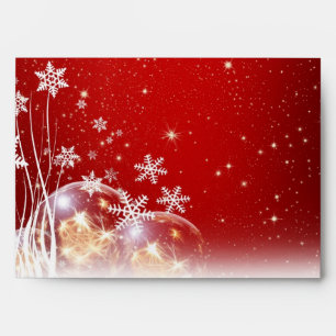 5 x 7 Vintage Christmas Red Glitter Return Address Envelope