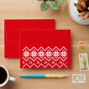 5 x 7 Vintage Christmas Red Glitter Return Address Envelope