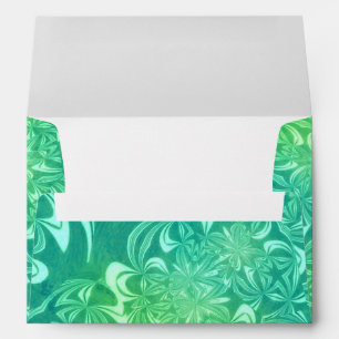 5 x 7 Vintage Green Floral Paper Return Address Envelope
