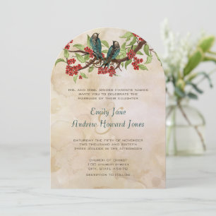 5 x 7 Vintage Love Birds Tea Stain Wedding Invites