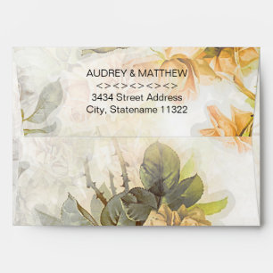 5 x 7 Vintage Pink Floral Watercolor Vintage Envelope