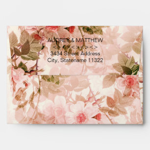 5 x 7 Vintage Pink Floral Watercolor Vintage Envelope