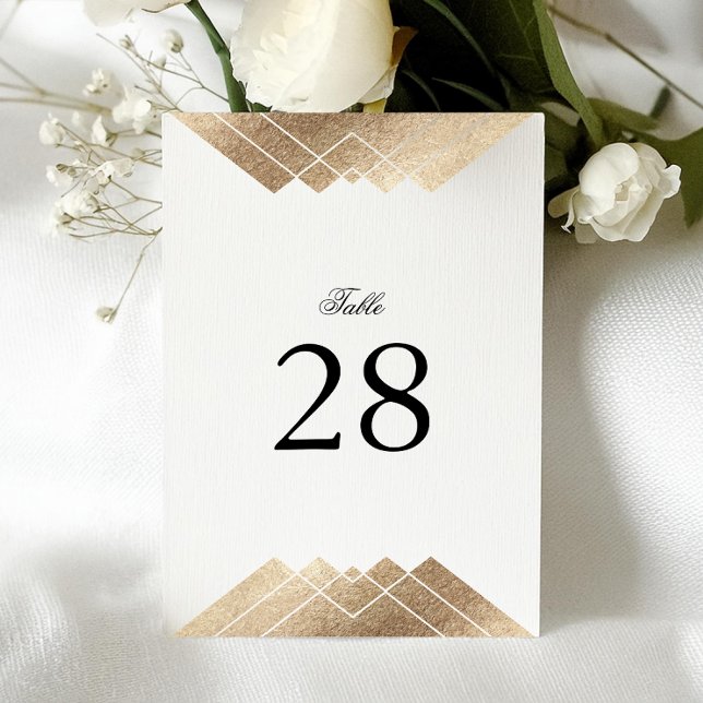 5 x 7 White Gold Gatsby Wedding Table Numbers (Creator Uploaded)