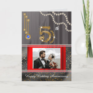 5 Year Anniversary Card for Wife Gold Sapphire