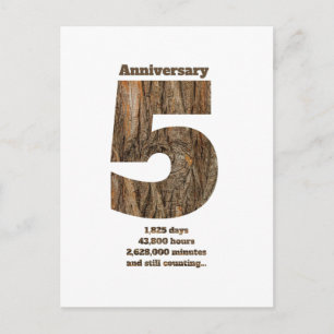 5 Year Anniversary - Wood Anniversary Milestone Postcard