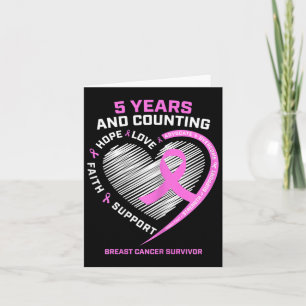 5 Year Breast Cancer Survivor 5 Years Cancer Free Card