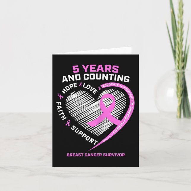 5 Year Breast Cancer Survivor  5 Years Cancer Free Card (Front)