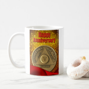 5 Year CUSTOM NAME AA Coin Glitter Coffee Mug