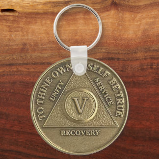 5 Year CUSTOM NAME Sober Medallion Key Ring