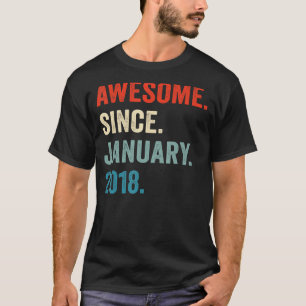 5 Year Old 5th Birthday Boy Awesome Since January T-Shirt