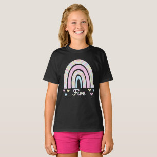 5 Year Old 5th Birthday Pastel Tie-Dye Rainbow T-Shirt