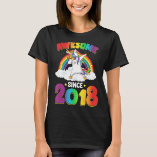 5 Year Old Awesome Since 2018 Unicorn Rainbow Birt T-Shirt