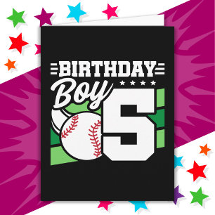5 Year Old Baseball Party Theme 5th Birthday Boy Card