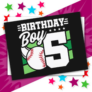 5 Year Old Baseball Party Theme 5th Birthday Boy Postcard