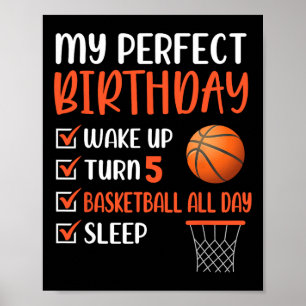 5 Year Old Basketball Birthday Party 5th Boy Bday  Poster