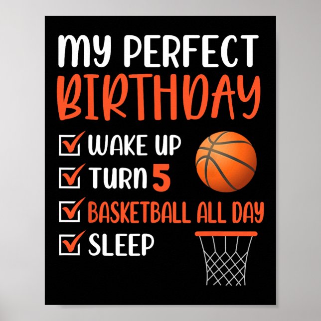 5 Year Old Basketball Birthday Party 5th Boy Bday  Poster (Front)
