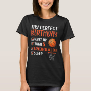 5 Year Old Basketball Birthday Party 5th Boy Bday  T-Shirt