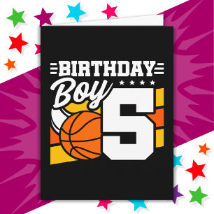 5 Year Old Basketball Party Theme 5th Birthday Boy Card