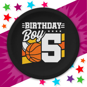 5 Year Old Basketball Party Theme 5th Birthday Boy Paper Plate