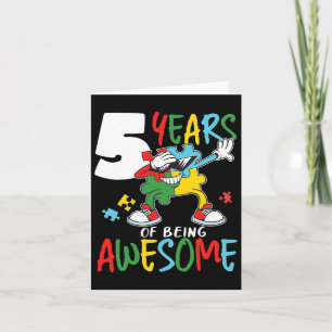 5 Year Old Birthday Autistic Boy Girl Autism Aware Card