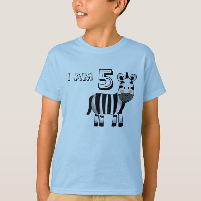 5 year old birthday boy/girl gift (zebra) T-Shirt (Front)