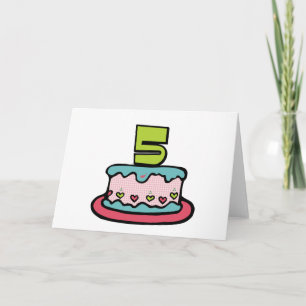 5 Year Old Birthday Cake Card